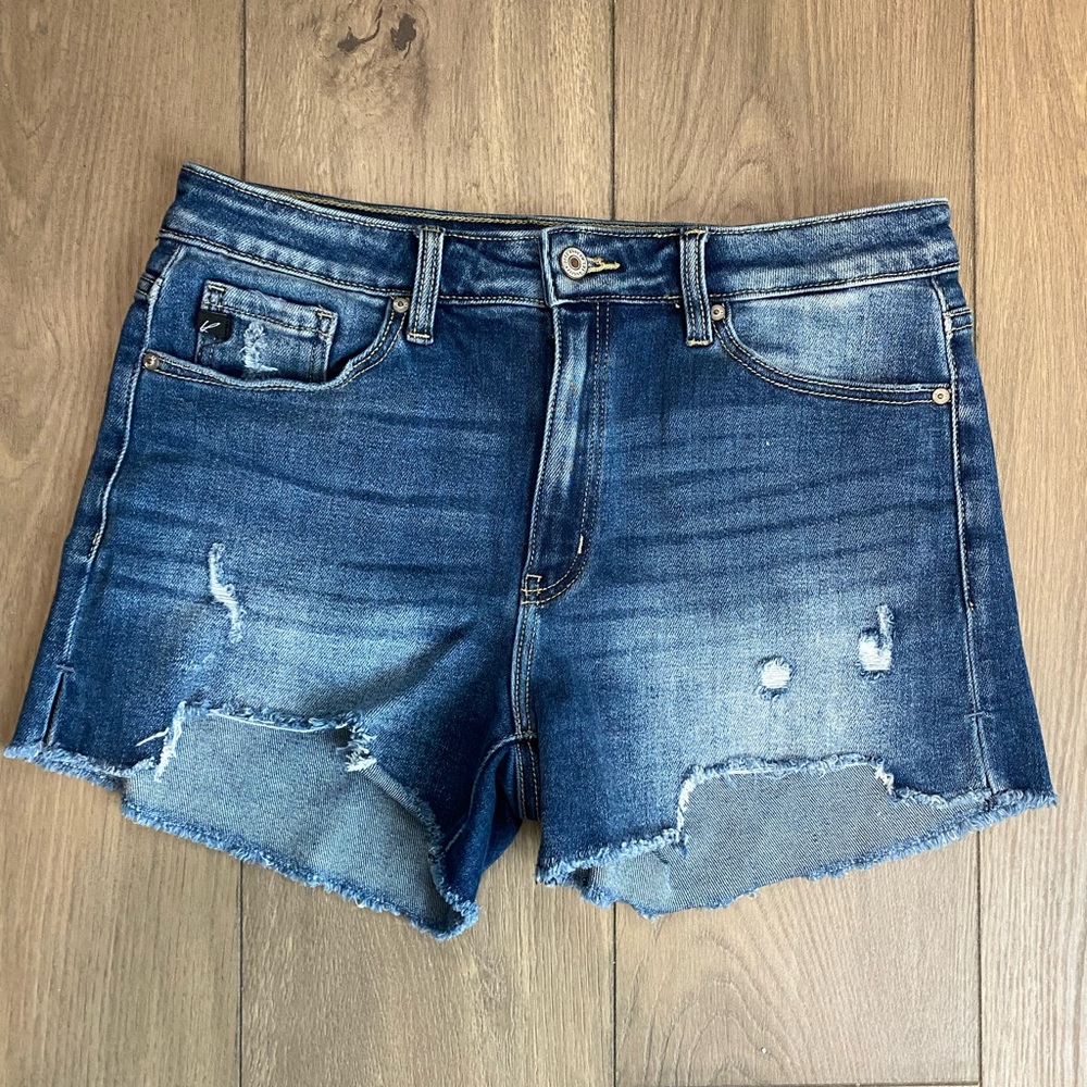KanCan Distressed Dark Blue Denim Jean Shorts